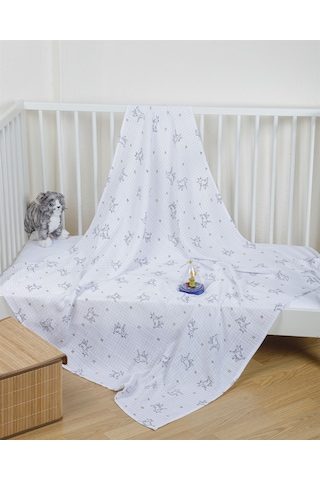 Kuzu Müslin Örtü 120X120 Cm - Gri-Sarı Gri - Sarı