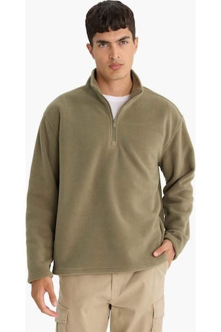 Defacto Relax Fit Yarım Fermuarlı Polar Sweatshirt F0448ax25aukh401 Haki-kh401