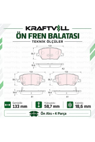 Kraftvoll Fiat Egea 1.3 1.4 1.6 Ön Fren Balata Takımı