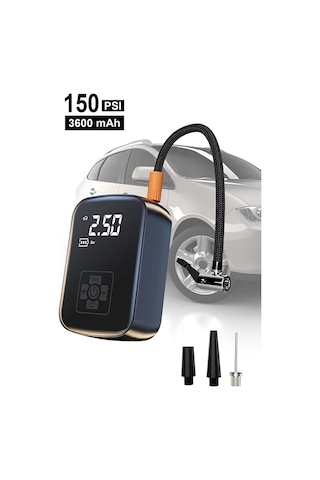 Kablosuz 3600 Mah Araç Kompresör 150 Psı Basınçlı Lastik, Bisklet