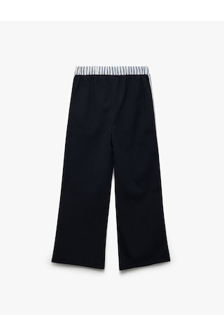 Koton Beli Bağcıklı Şerit Detaylı Geniş Paça Pantolon Lacivert 5skg40094aw Lacivert