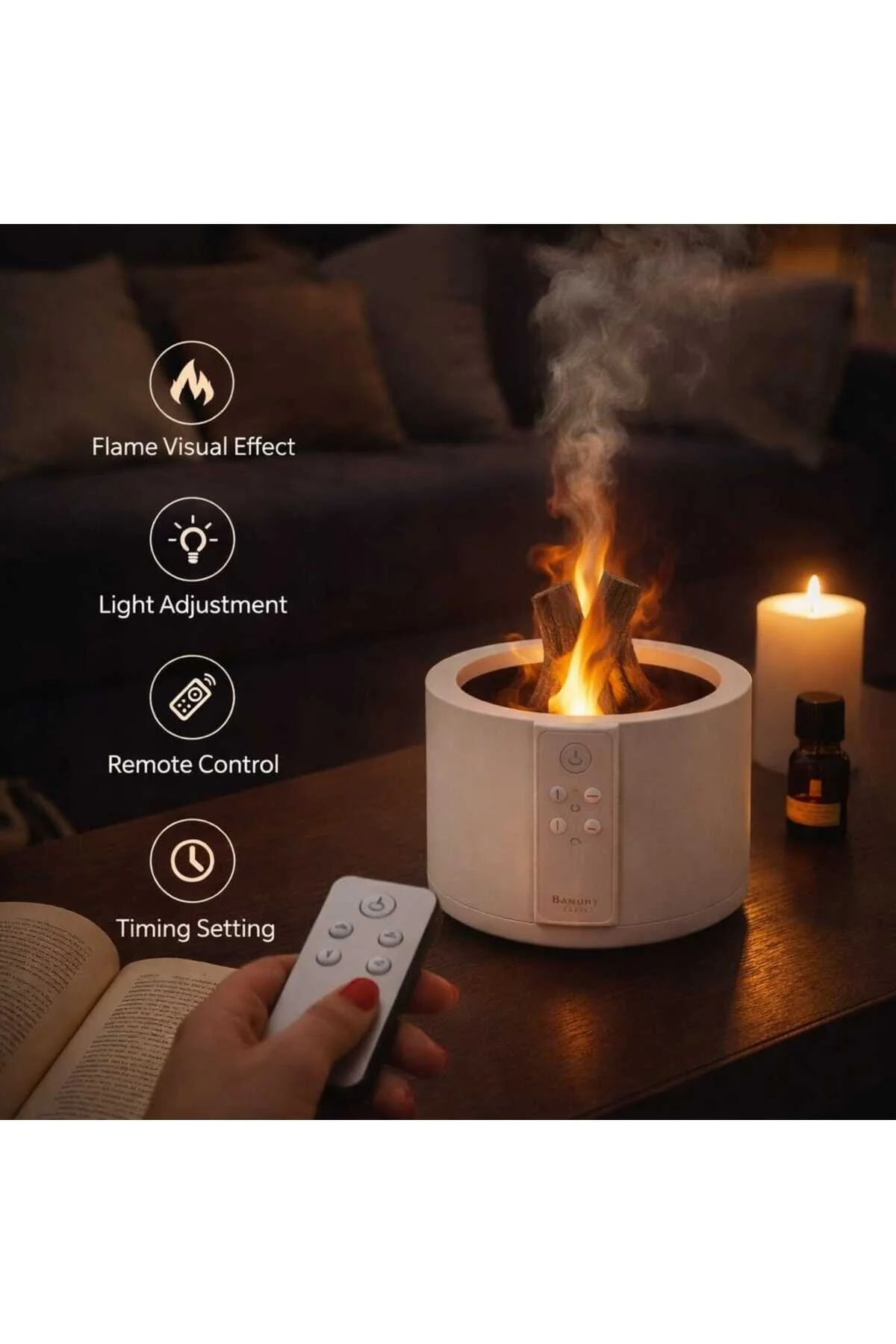 Bonfire Alev Efektli Soft Buhurdanlık & Nemlendirici Kumandalı Diğer
