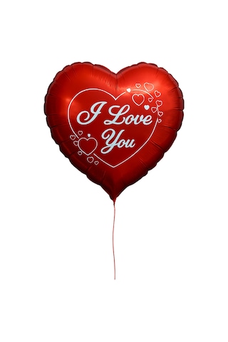 Folyo Kırmızı Kalp Balon I Love You Baskılı 50 Cm Helyum Gazı Uymumlu Sevgili Hediye Kırmızı