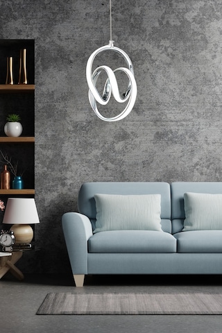 Modern Tekli Sarkıt Power Led Avize Krom Beyaz Işık Ledli Avize Krom