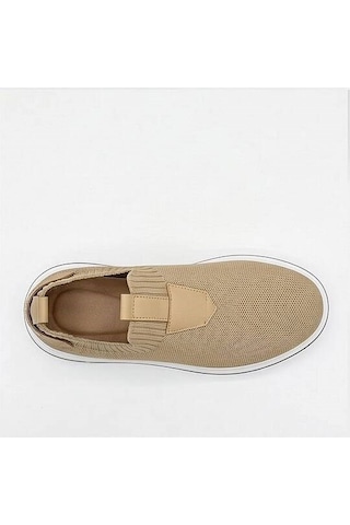 Daytex 1111 Erkek Slip-on - Full Triko Örgü Sportif Kalın Eva Taban Sneaker Bej