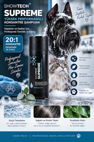 Showtech Supreme Yüksek Performans 100 Ml 20:1 Konsantre Köpek Şampuanı