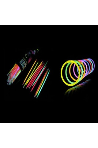 10 Adet Karanlıkta Işık Veren Bracelet Fosforlu Kırılan Çubuk Bileklik +0