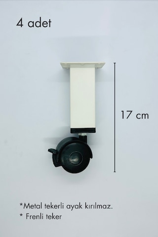 Sihirli Sehpa Tekeri Masa Tekeri 17 Cm Kırılmaz Metal Teker Fren Sistemli Beyaz