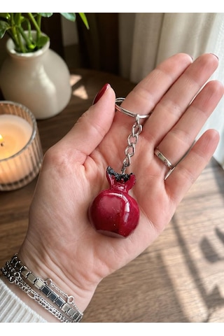 El Yapımı Epoksi Nar Anahtarlık Çanta Aksesuarı