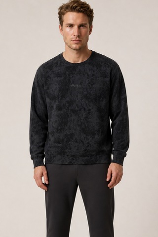 Redline Allon Desenli Kışlık Yeni Sezon Erkek Regular Fit Sweatshirt Beyaz SIYAH