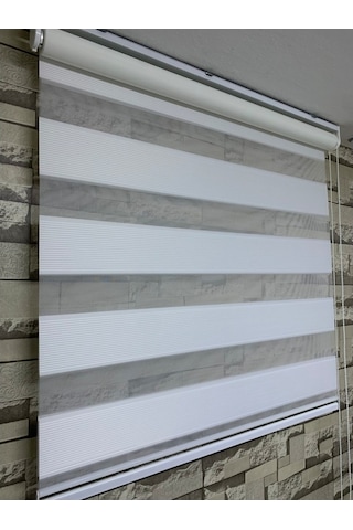 Beyaz Renk Mini Plise Desenli Zebra Stor Perde Tüm Ölçülerde (481204640)