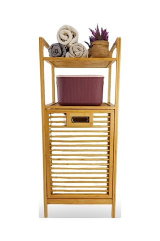 Büro Ev Ofis Dekoru İçin 40x35x95cm 2 Raflı Kumaş Hazneli Ahşap Kirli Çamaşır Sepeti Diğer