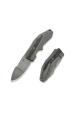 We Knife Coral Gray Titanium Handle With Marble Carbon Fiber Inlay Gray Stonewashed Cpm 20cv Blade Çakı Gri