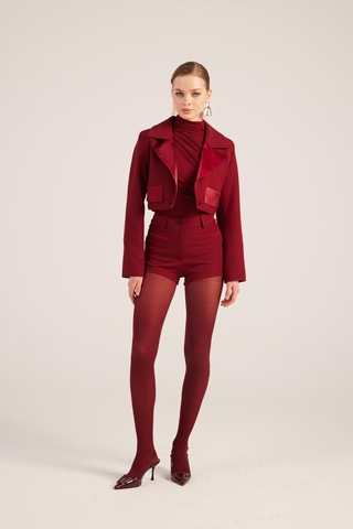 Holly Lolly Yüksek Bel Fermuarlı Mini Bailey Şort Bordo