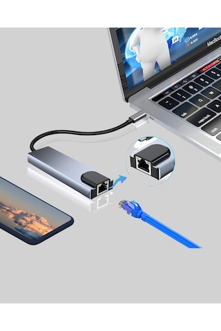 Mey İthalat Alüminyum Kasalı Macbook Usb-c Hub 4k Hdmı, Usb 3.0, Sd/tf Kart Girişi, Pd Şarj Desteği
