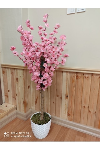 Bahardalı Ağacı Pembe 120 Cm Porselen Görünümlü Beyaz Lüks Saksıda