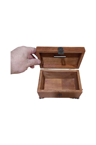 Mini Ahşap Bahşiş Kutusu Tip Box 15x10x10 Cm Kahverengi