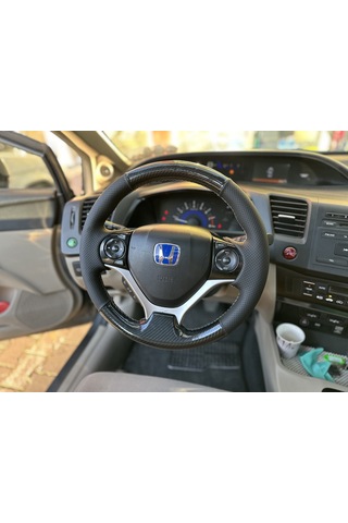 Honda Civic Fb7 Araca Özel Dikmeli Direksiyon Kılıfı Kristal Kar Siyah