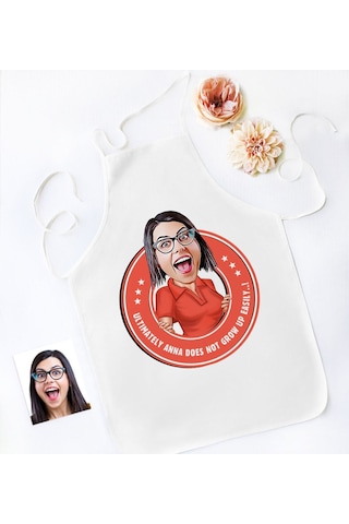 Bk Gift Personalized Not Grow Up Easily Cartoon White Kitchen Apron Bej