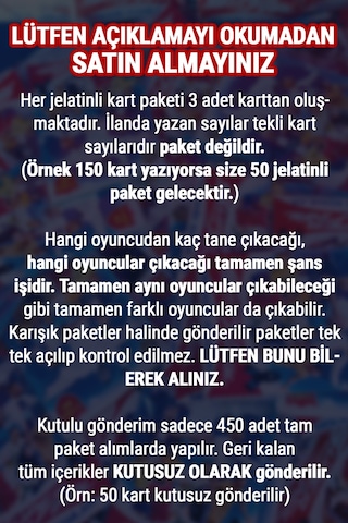 Yeni Sezon Mekanik Adamlar Mart Serisi Siyah Kurdele Futbolcu Kartları 100 Poşet 300 Adet Kutulu
