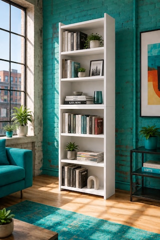 Nova 6 Raflı Beyaz Mdf Modüler Kitaplık