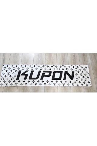 Kupon Beyaz - Siyah Desen Kaymaz Torpido Havlusu - Araç Göğüs Halısı