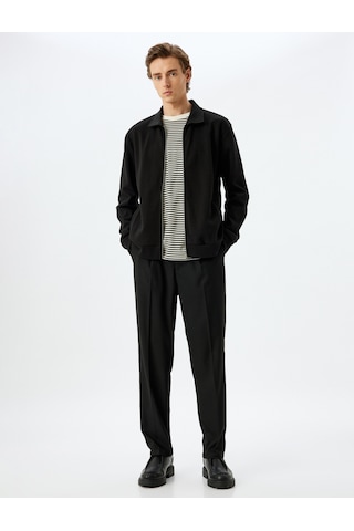 Koton Viskon Karışımlı Düğmeli Kumaş Pantolon Siyah 5wpm40001hw Siyah