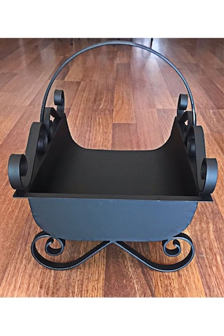 Siyah Şık Dekoratif Şömine Odunluk