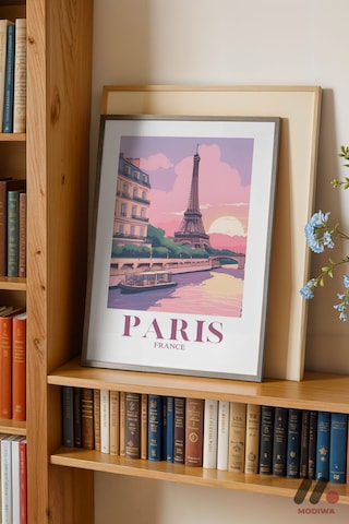 Paris Seyahat Posteri, Siyah Çerçeveli Duvar Tablosu - Seyahat Severlere Hediye