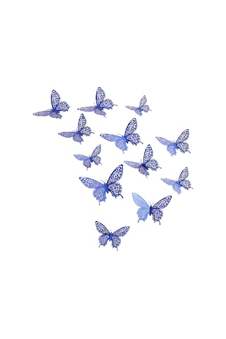 Youmex 12 Adet 3d Kelebek Işıklı Duvar Sticker - Su Geçirmez, Isı Dayanıklı, Yeniden Kullanılabilir Pencere Dekoru Abs Plastik, Çok Renkli Mavi