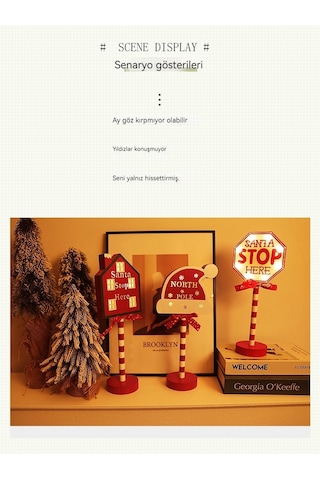 Hyt Noel Sokak Tabelası Stop Dekoratif Işıklar Ahşap Tatil Pencereleri Noel Masaüstü Atmosferi Led Renkli Işıklar