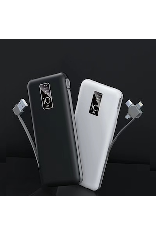 Beyaz Pw-05 Hızlı Led Göstergeli Micro Lightning Type-c Kablolu Taşınabilir Powerbank 10000mah Zore BEYAZ