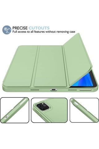 Apple Uyumlu iPad Pro 4. Nesil M2 2022 11 Inç Tablet Kılıf Uyku Modlu Kalem Bölmeli Silikon Koruyucu Kılıf