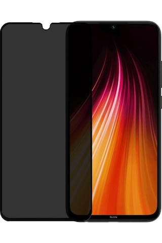 Xiaomi Redmi Note 8 Siyah Gizlilik Filtreli Privacy Hayalet Ekran Koruyucu Yanlardan Ekran Görünmez