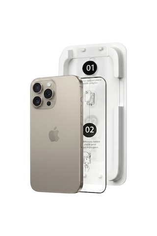 Fulltech Magicbox iPhone Uyumlu 15 Pro Max Premium Tempered Glass Aparatlı Ekran Koruyucu - Clear