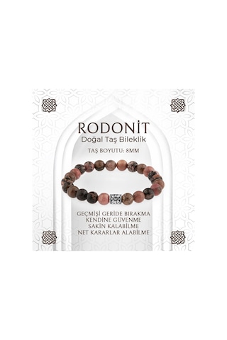 Saff Doğaltaş Rodonit Doğal Taş Bileklik - 8 MM Çok Renkli