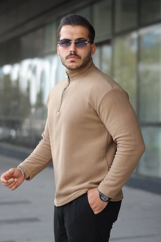 Suma Erkek Zip Yaka Polar Sweat Sütlü Kahve