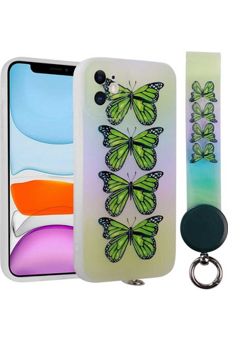 Apple Uyumlu iPhone 11 Kılıf Desenli El Askılı İpli Zore Arte Silikon Kapak NO4