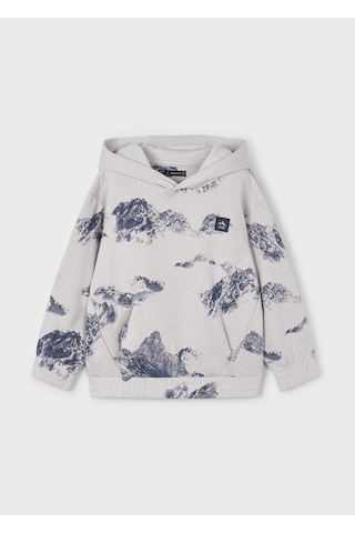 Mayoral Erkek Çocuk Baskılı Kapşonlu Sweatshirt Gri