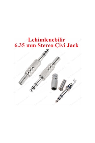 Lehimlenebilir Metal 6.35 Mm Erkek Çivi Jack
