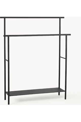 Dora Raflı Metal Banyo Havlu Ve Bornoz Askılığı Siyah