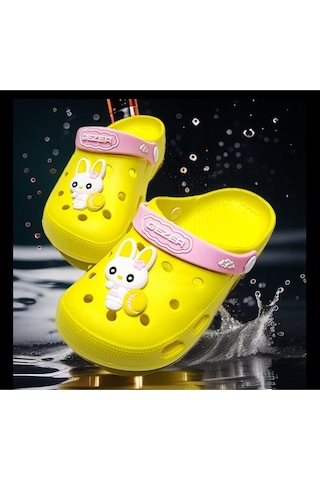 Çocuk Günlük Eva Tavşan Figürlü Delikli Plaj,deniz,havuz Sandalet Terlik 001