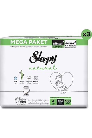 Sleepy Natural Külot Bez 4 Numara Maxi Mega Fırsat Paketi 300 Adet 3'lü