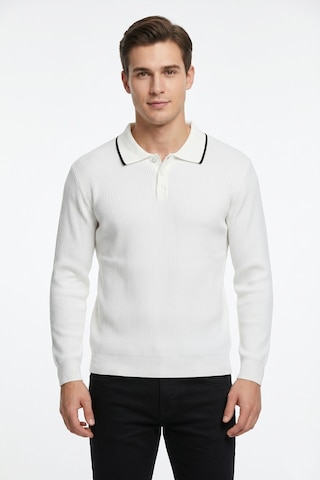 Dynamo Erkek Spor Polo Yaka Mevsimlik Kazak Bgl-st05364 Beyaz