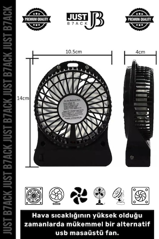 Masafanı 3 Mod Şarjlı Aydınlatmalı Sessiz Mini Pervaneli Soğutucu Küçük Masaüstü Vantilatör Fan