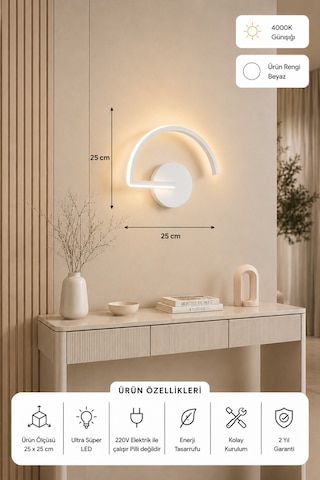 Mori Modern Led Duvar Apliği Günışığı Beyaz