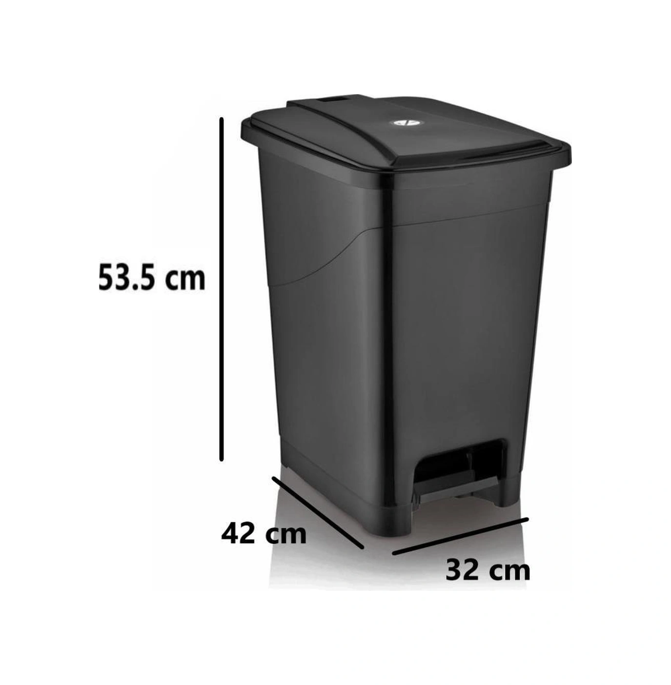 Omnipazar Srl-3030 Slim Pedallı Plastik Çöp Kovası İç Kovalı 40 Lt Siyah Siyah