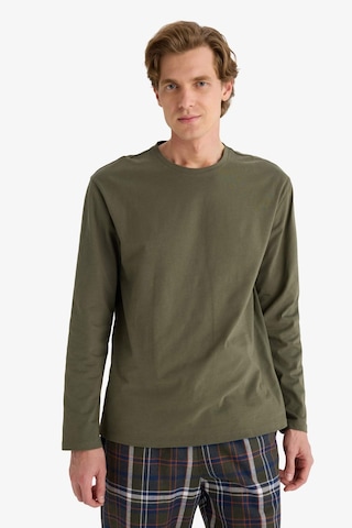 Defacto Pijama Takımı Regular Fit Uzun Kollu Üst Kareli Uzun Alt B2450ax25wnkh438 Haki-kh438