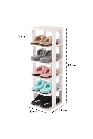 Mithra Life 5 Katlı Plastik Beyaz Ayakkabı Rafı Mıt1062 Beyaz