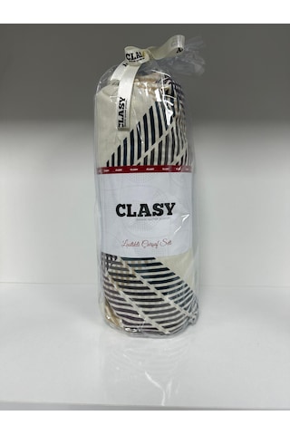 Clasy Ranforce Lastikli Çarşaf Seti Çift Kişilik Çizgili Renkli Çok Renkli